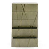 Nixa Modern Wide Birch + Brushed Bronze Chest