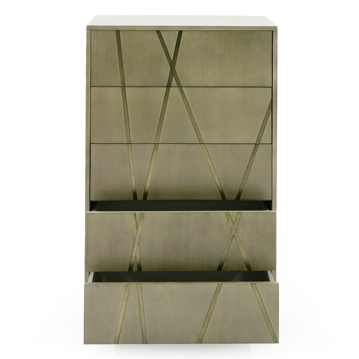 Nixa Modern Wide Birch + Brushed Bronze Chest