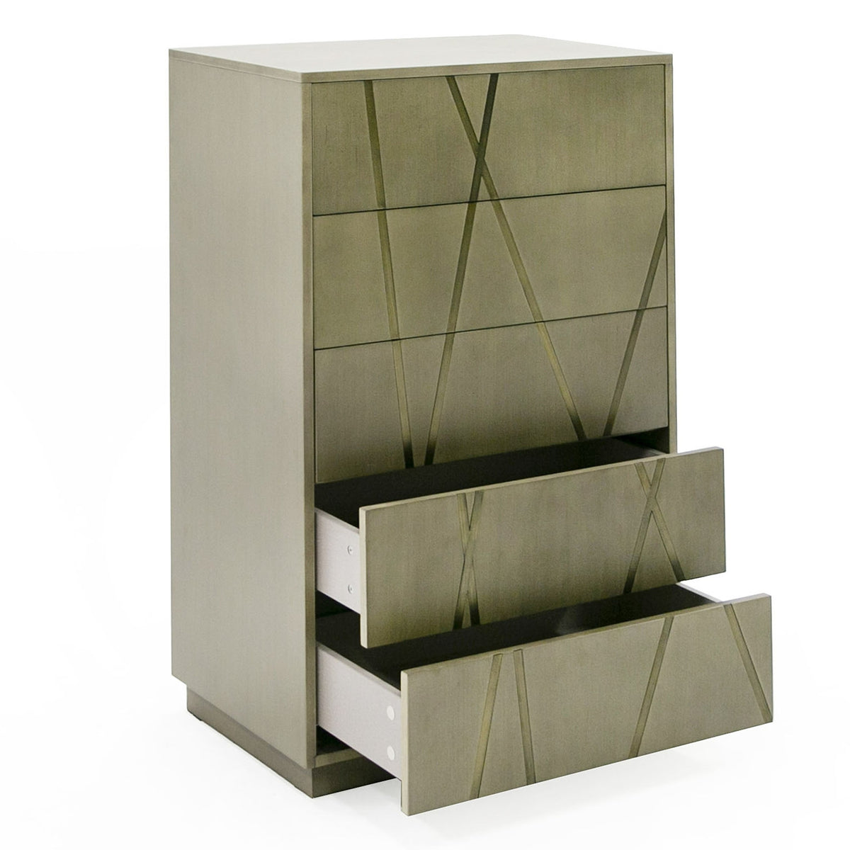 Nixa Modern Wide Birch + Brushed Bronze Chest