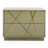 Nixa Modern Wide Birch + Brushed Bronze Nightstand
