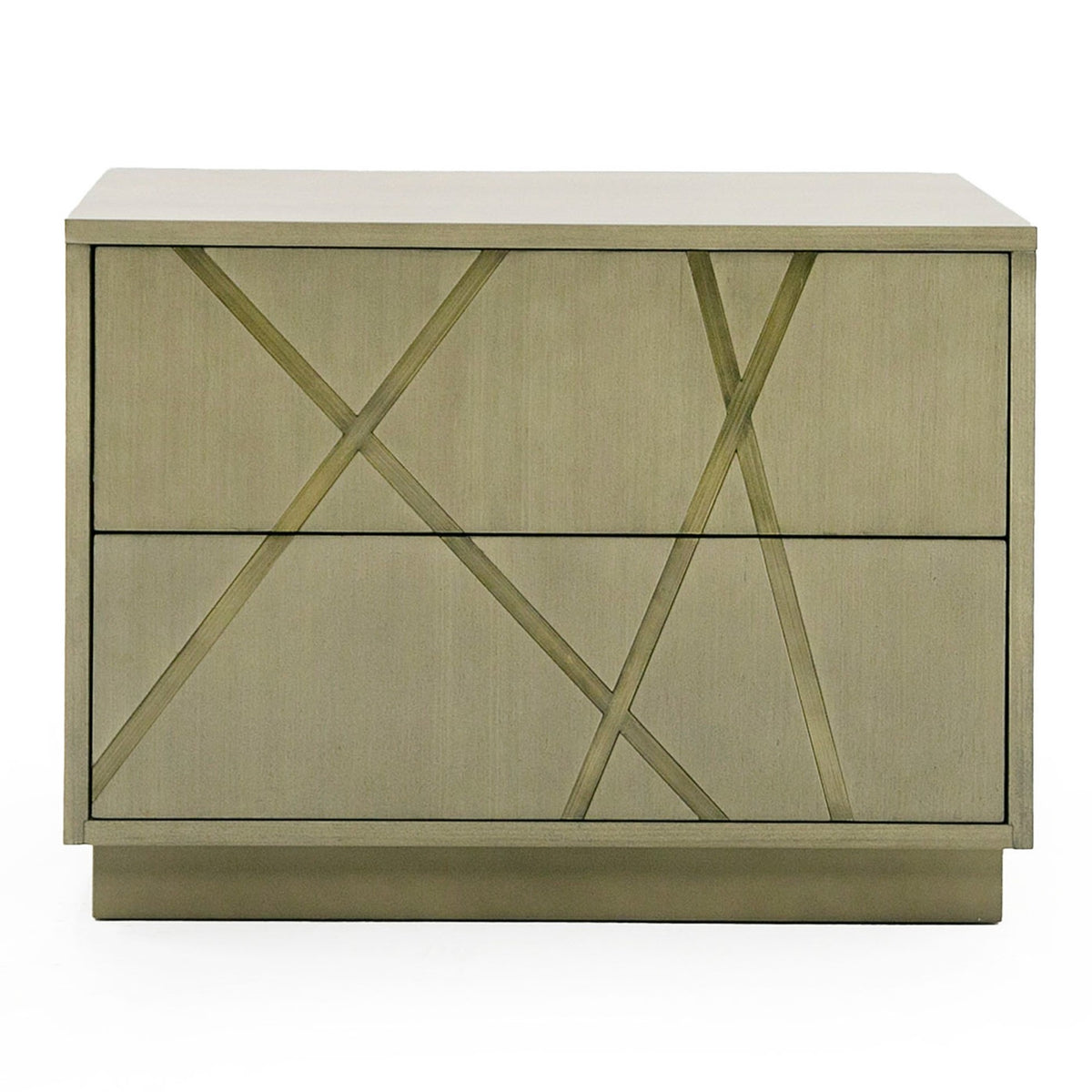 Nixa Modern Wide Birch + Brushed Bronze Nightstand