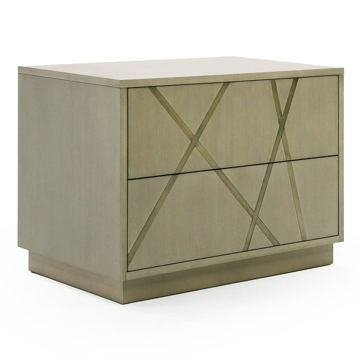 Nixa Modern Beige Velvet + Brushed Bronze Bed + Birch Nightstands