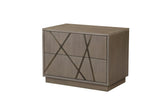 Nixa Modern Beige Velvet + Brushed Bronze + Birch Bed + Nightstands-eastern