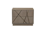 Nixa Modern Beige Velvet + Brushed Bronze + Birch Bed + Nightstands-eastern