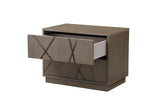 Nixa Modern Beige Velvet + Brushed Bronze + Birch Bed + Nightstands-queen