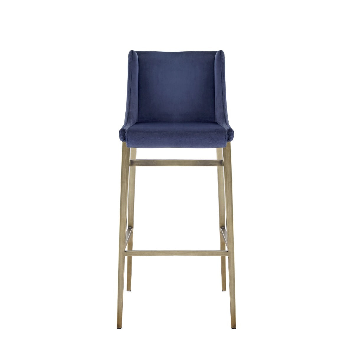 Mimi Contemporary Blue Velvet + Brass Counter Stool (Set of 2)