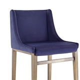 Mimi Contemporary Blue Velvet + Brass Counter Stool (Set of 2)