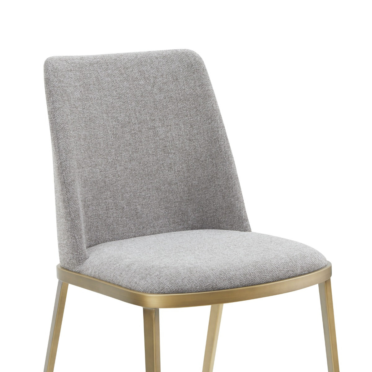 Brent- Contemporary Light Grey Fabric + Brass Dining Chair Set of 2