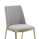 Brent- Contemporary Light Grey Fabric + Brass Dining Chair Set of 2