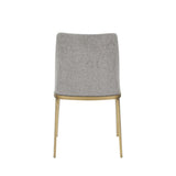 Brent- Contemporary Light Grey Fabric + Brass Dining Chair Set of 2