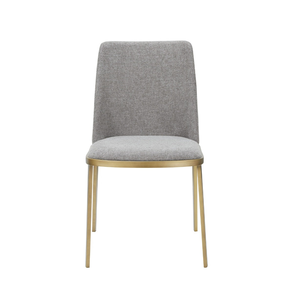 Brent- Contemporary Light Grey Fabric + Brass Dining Chair Set of 2