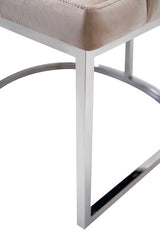 Daria Modern Beige Velvet and Stainless Steel Dining Chair Set of 2