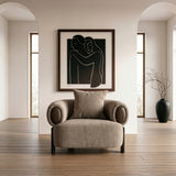 Arnaud Modern Tan Fabric + Brown Oak Accent Chair