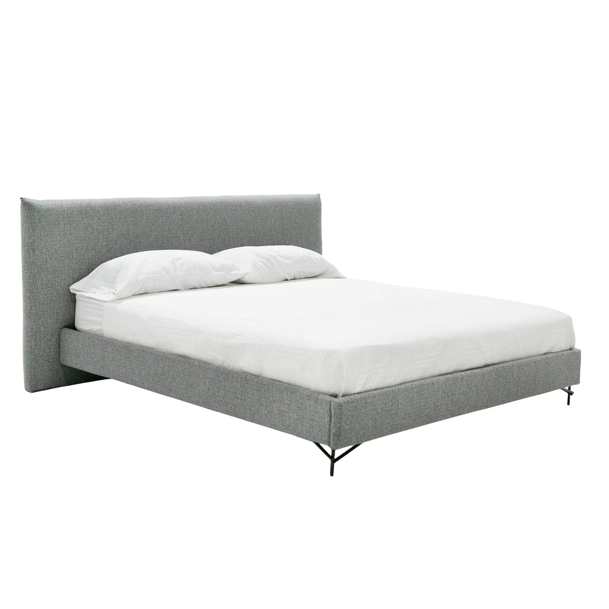 Aria Italian Modern Grey Fabric Bed