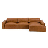 Cambria Modern RAF Cognac Leather Sectional Sofa