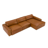 Cambria Modern RAF Cognac Leather Sectional Sofa