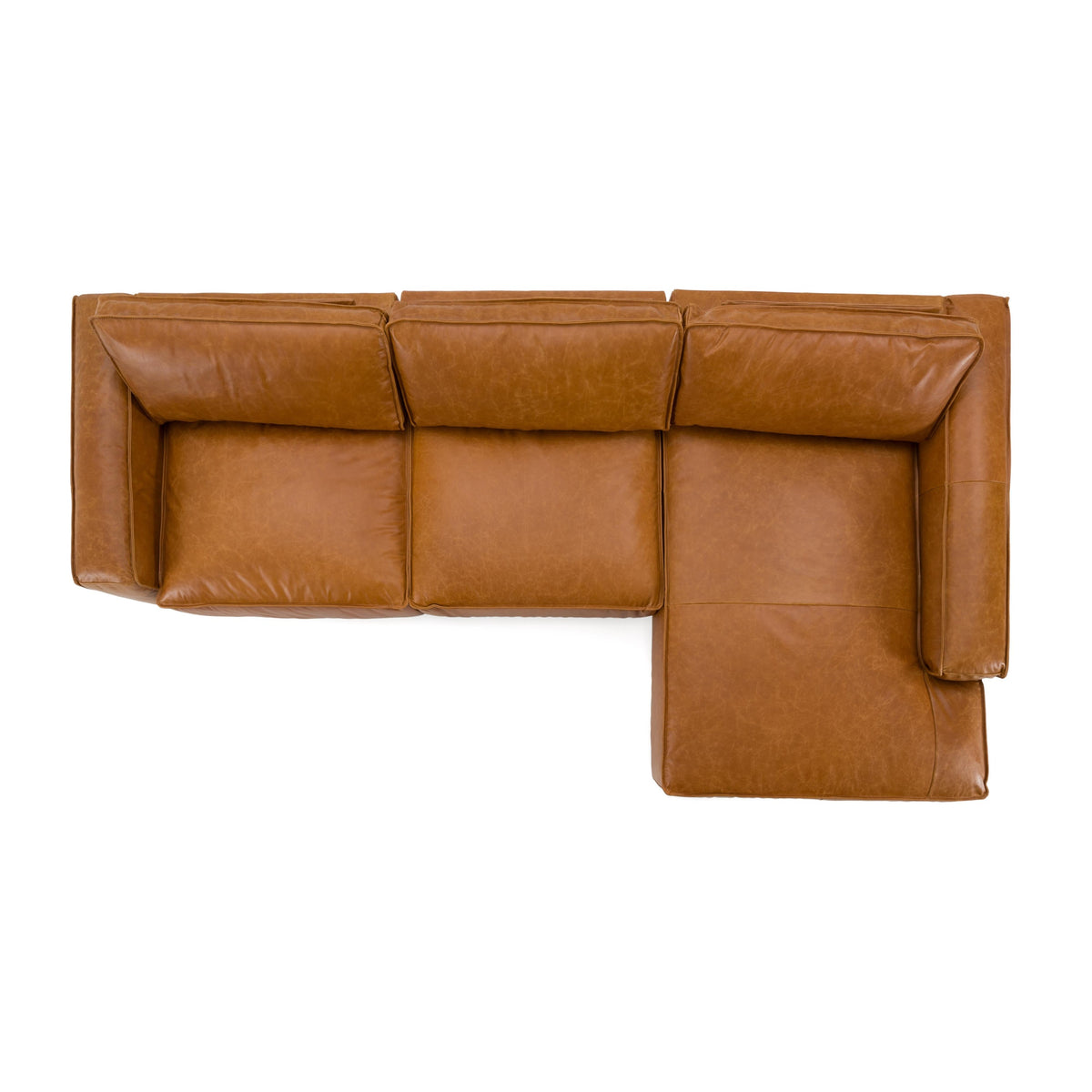 Cambria Modern RAF Cognac Leather Sectional Sofa