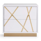 Nixa Modern Wide White and Gold Nightstand