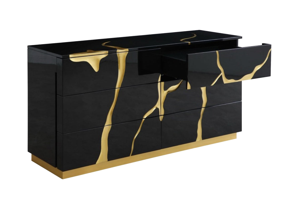 Aspen Modern Black and Gold Dresser