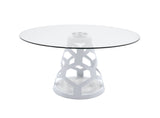 Lilly Modern 12mm Round Glass + White Dining Table