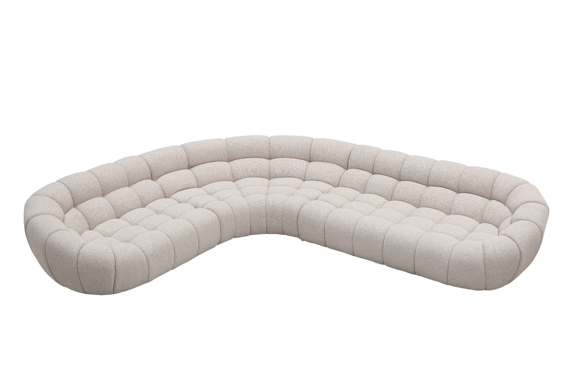 Yolonda Modern Beige Curved Sectional Sofa