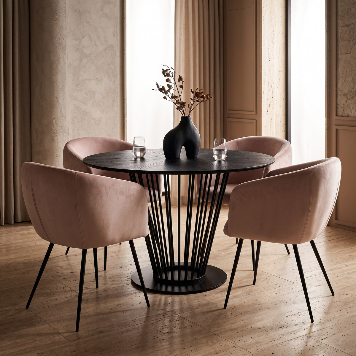 Conroy Modern Black Round Dining Table