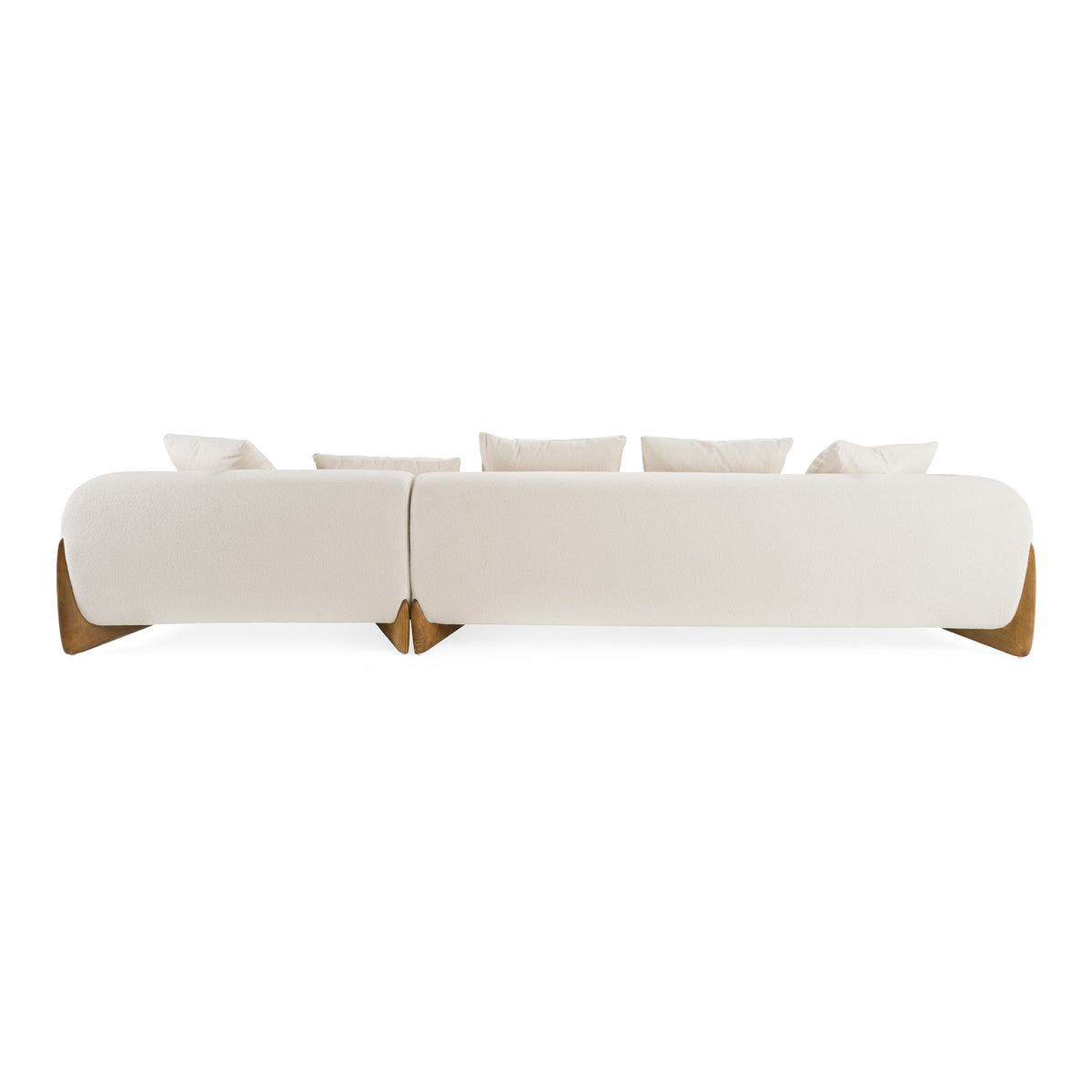 Fleury Contemporary Cream Fabric and Walnut RAF Sectional Sofa