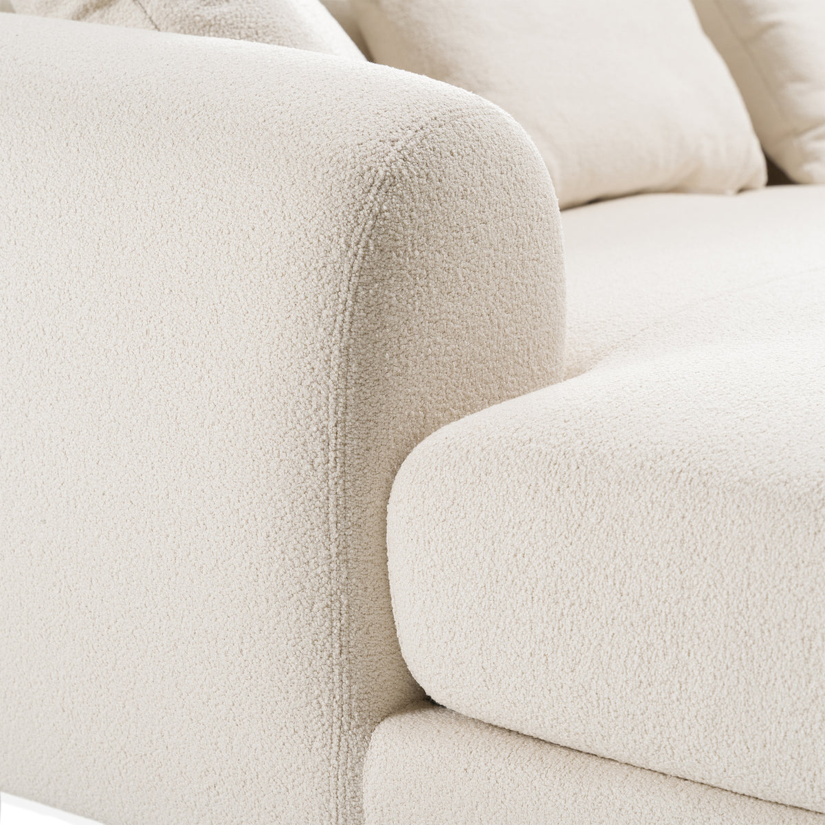 Fleury Contemporary Cream Fabric and Walnut RAF Sectional Sofa