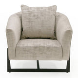 Forbis Contemporary Light Grey Fabric + Brown Accent Chair