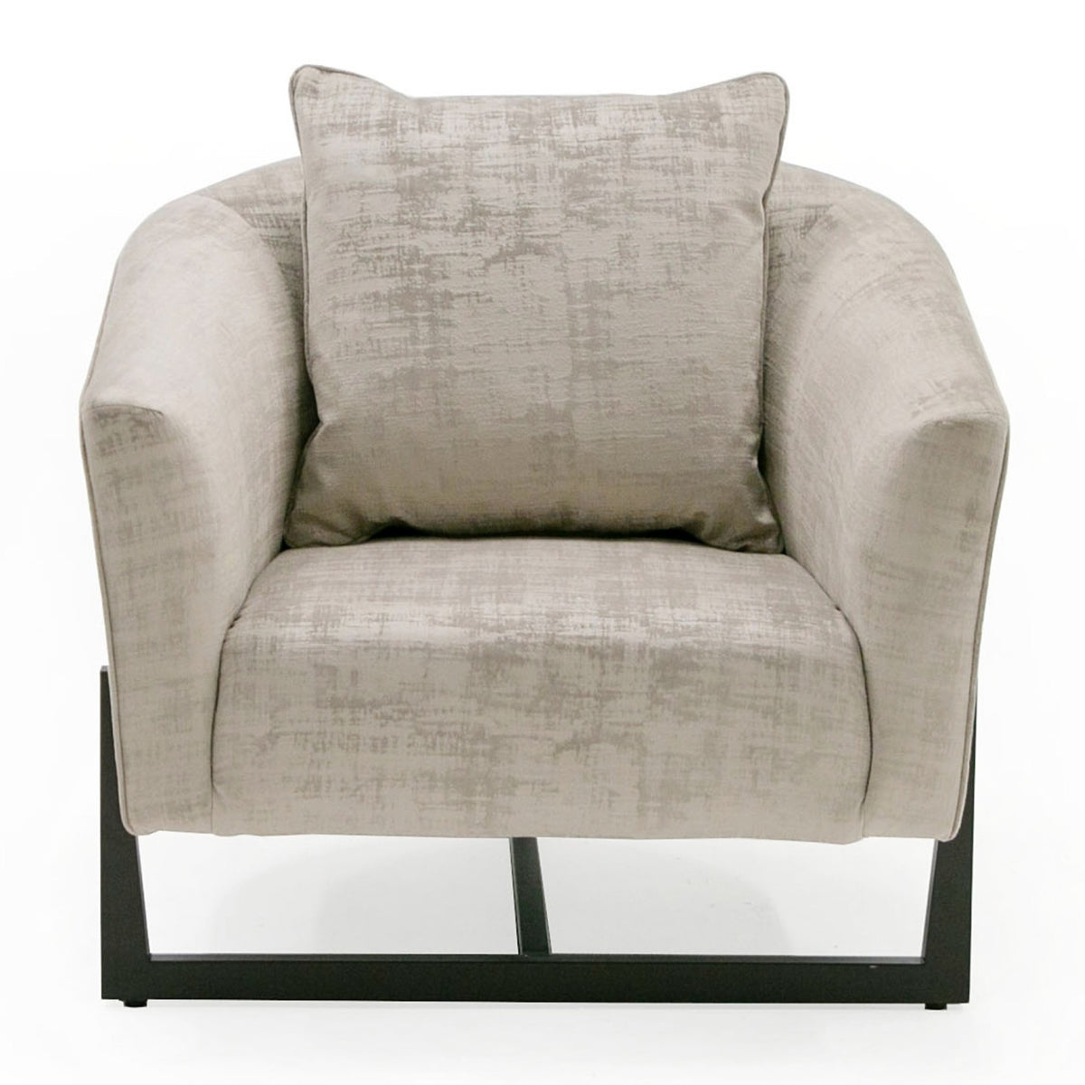 Forbis Contemporary Light Grey Fabric + Brown Accent Chair