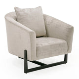Forbis Contemporary Light Grey Fabric + Brown Accent Chair