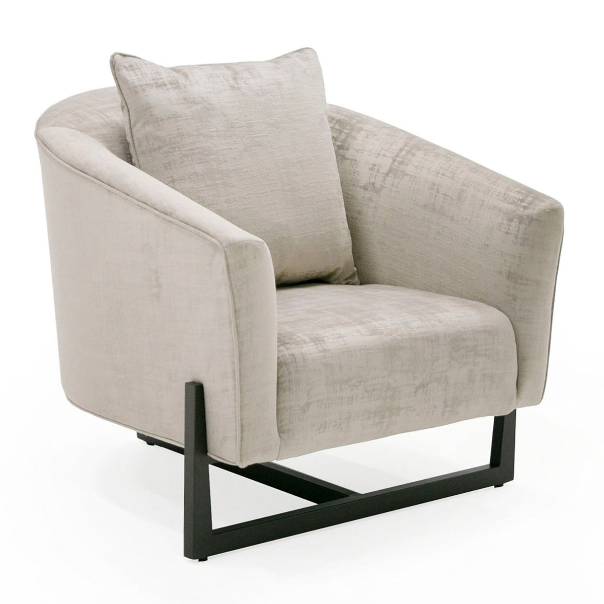 Forbis Contemporary Light Grey Fabric + Brown Accent Chair