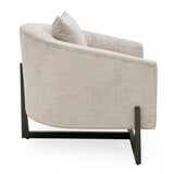 Forbis Contemporary Light Grey Fabric + Brown Accent Chair
