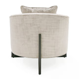 Forbis Contemporary Light Grey Fabric + Brown Accent Chair