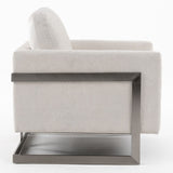 Prince Contemporary Off White Fabric + Silver Accent Chair