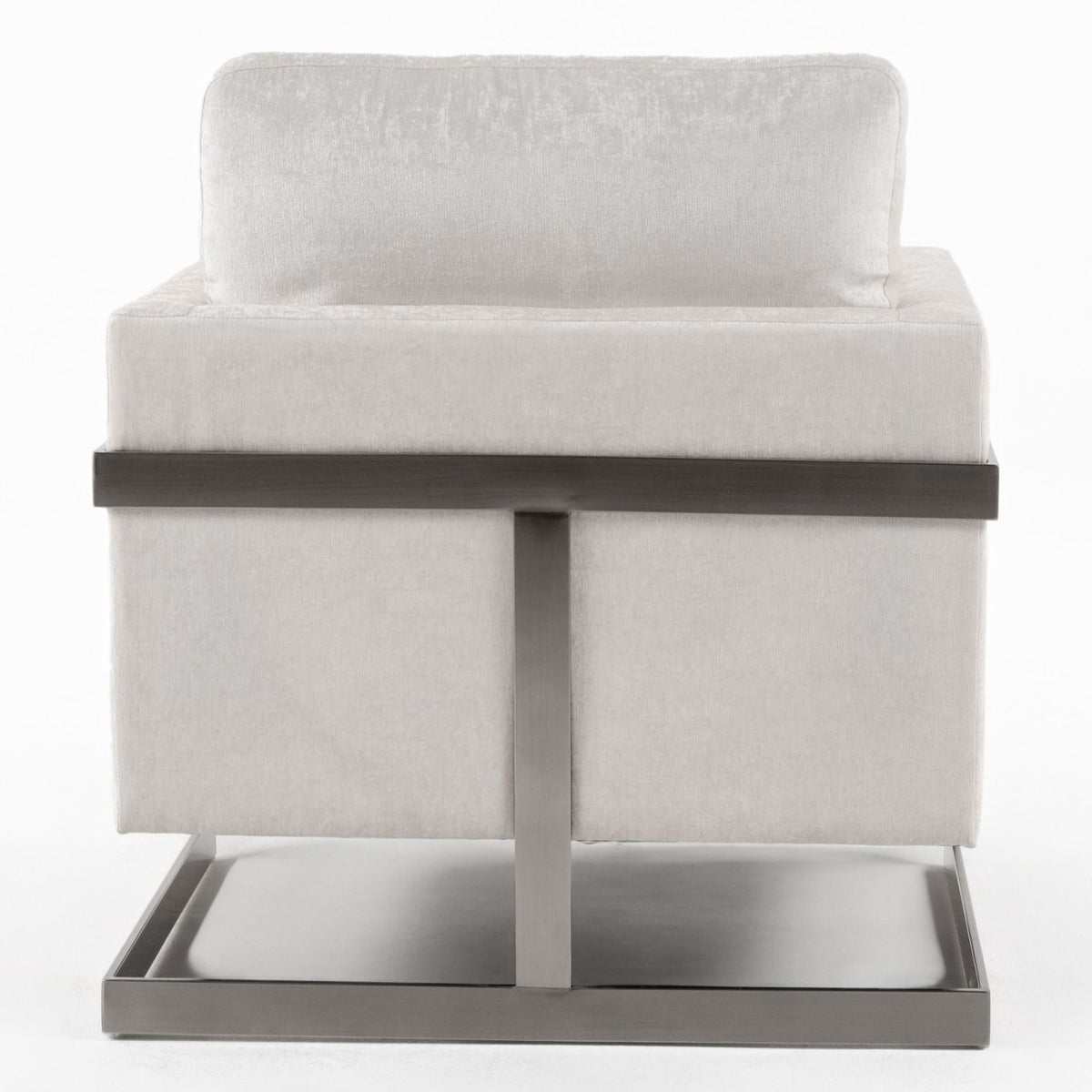 Prince Contemporary Off White Fabric + Silver Accent Chair