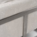 Prince Contemporary Off White Fabric + Silver Accent Chair