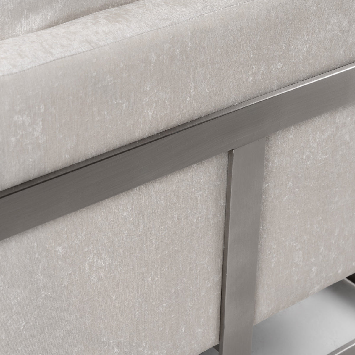 Prince Contemporary Off White Fabric + Silver Accent Chair