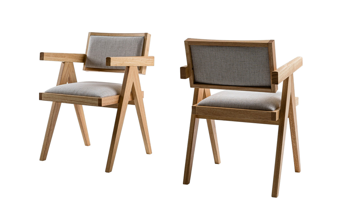 Fern Modern Natural and Beige Dining Chair Set of 2