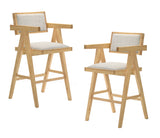 Fern Modern Natural and Beige Counter Stool Set of 2