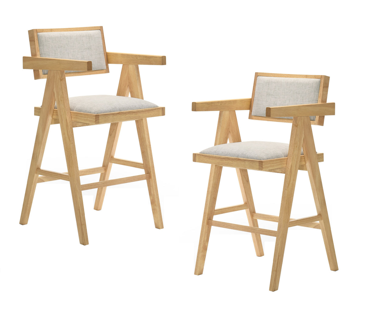 Fern Modern Natural and Beige Counter Stool Set of 2