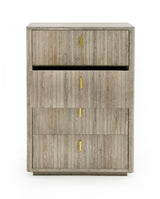Roma Modern Faux Travertine + Gold Chest