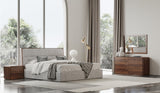 Mielcasa | Walnut Modrest Dustin Modern Grey Fabric & Walnut Trimmed Bedroom Set | SKU VGMABR-99-BED-SET | MPN: 80261|80262 | Free Delivery & Free Return