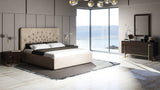 Moontide Glam Beige Velvet and Brushed Brass Bedroom Set