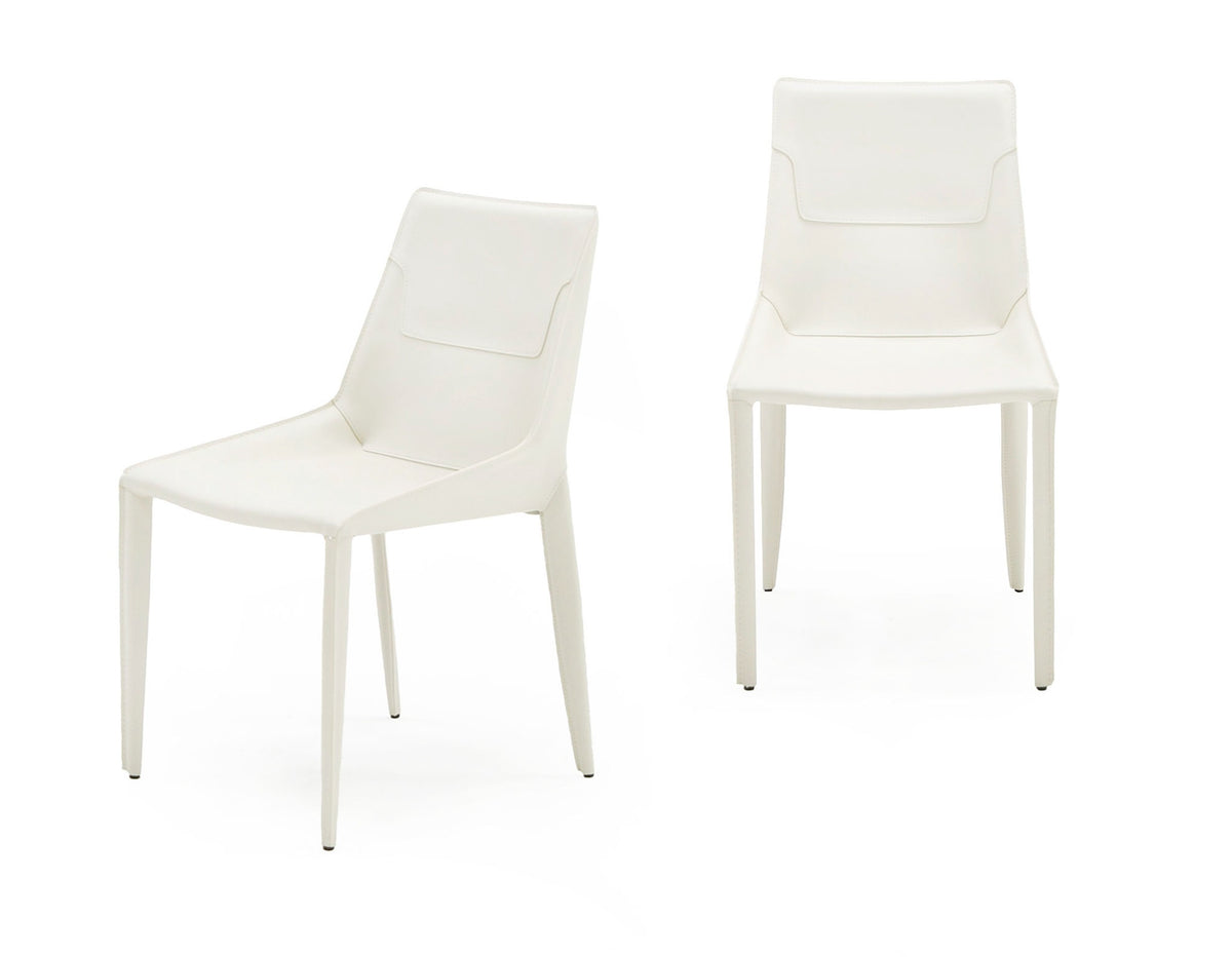 Halo Modern Ivory Saddle Leather Dining Chair (Set of 2)