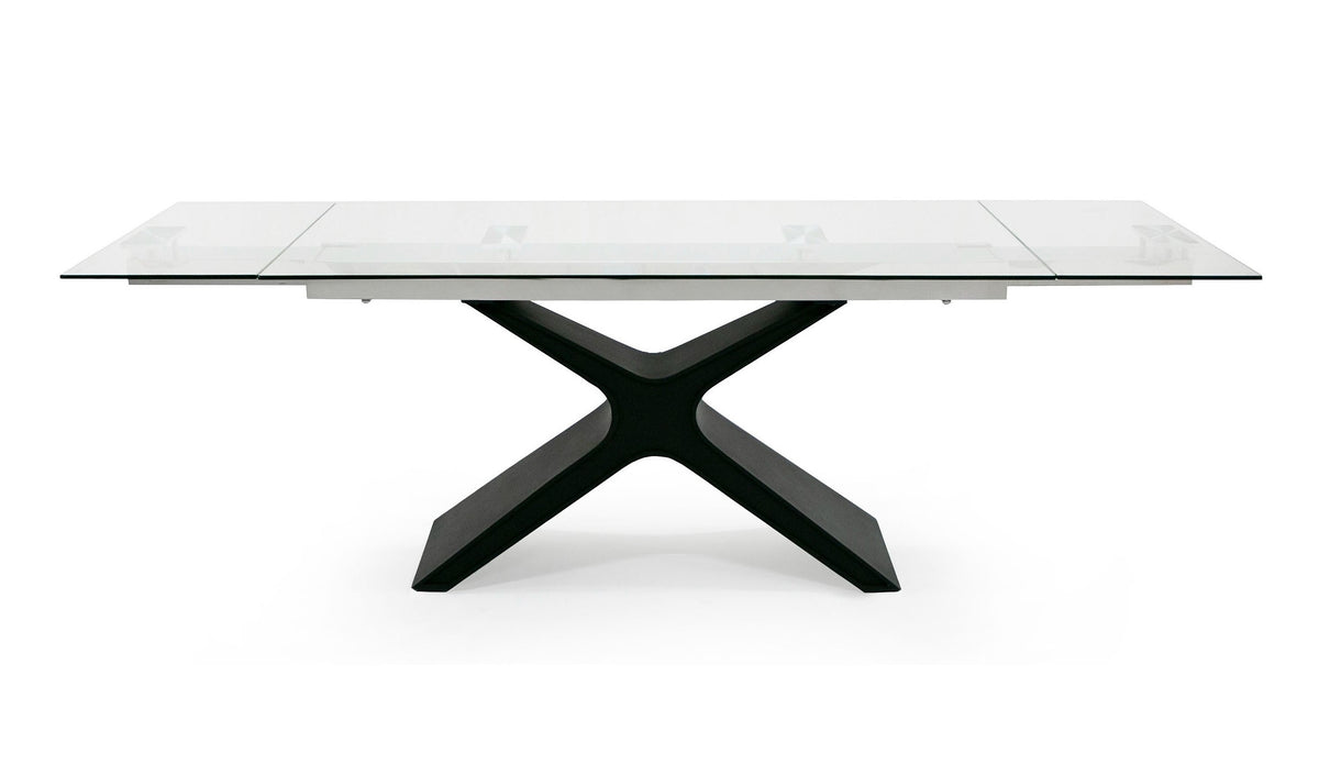 Adler Modern Black Glass Extendable 63"/94.5" Dining Table