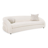 Joshua Modern 4-Seater Curved White and Taupe Fabric Sofa