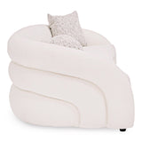 Joshua Modern 4-Seater Curved White and Taupe Fabric Sofa
