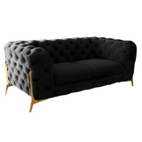 Quincey Transitional Black Velvet Loveseat