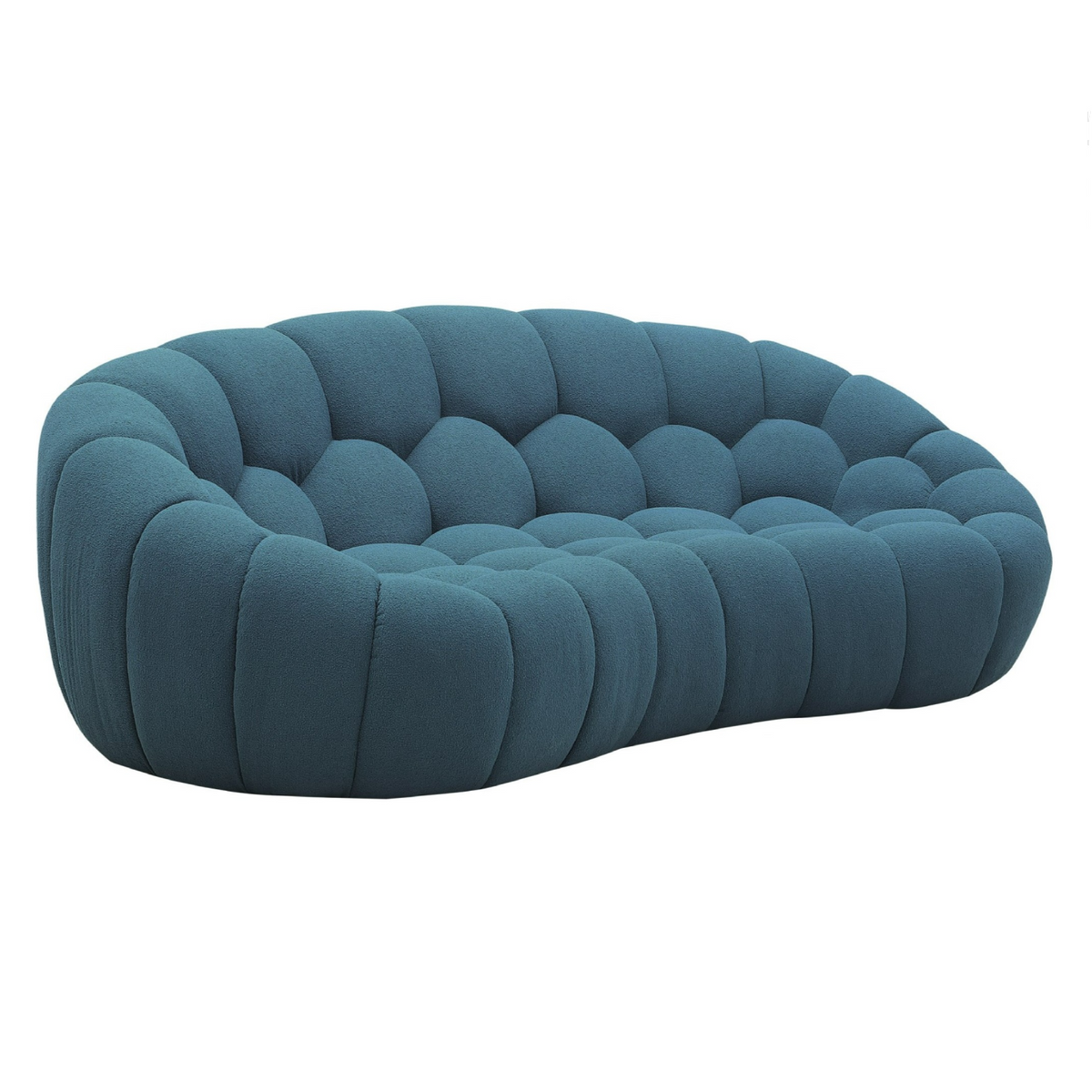 Yolonda Modern Curved Dark Teal Fabric Loveseat